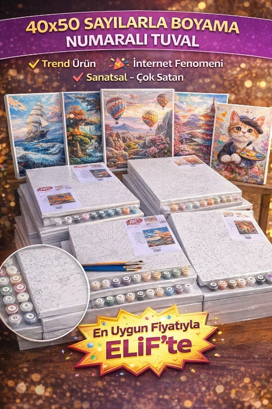 40 X 50 SAYILARLA BOYAMA NUMARALI TUVAL SETİ / 10LU KOLİ